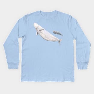 Beluga and baby beluga Kids Long Sleeve T-Shirt